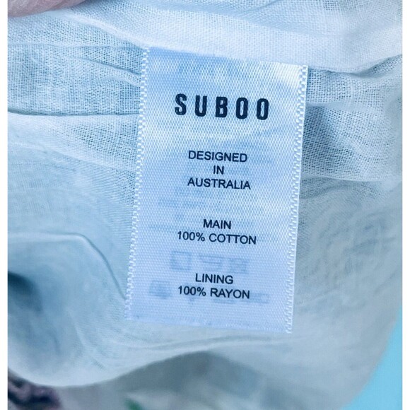 SUBOO SEXY CHIC PINK GREEN PALM PRINT HIGH NECK PLAYSUIT ROMPER HALTER SZ6 - Picture 8 of 11